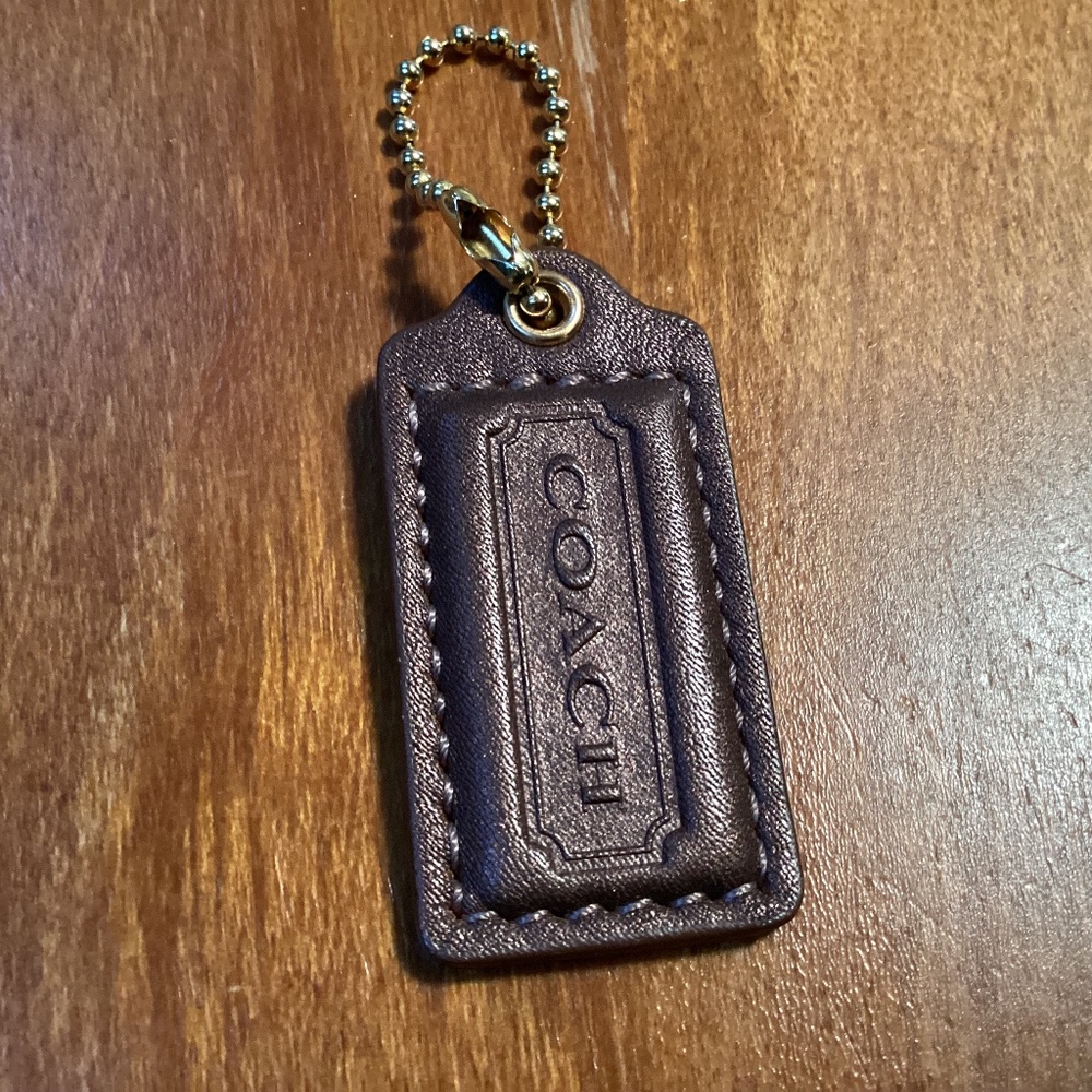Coach Dark Brown Leather Bag Tag/Hang Tag